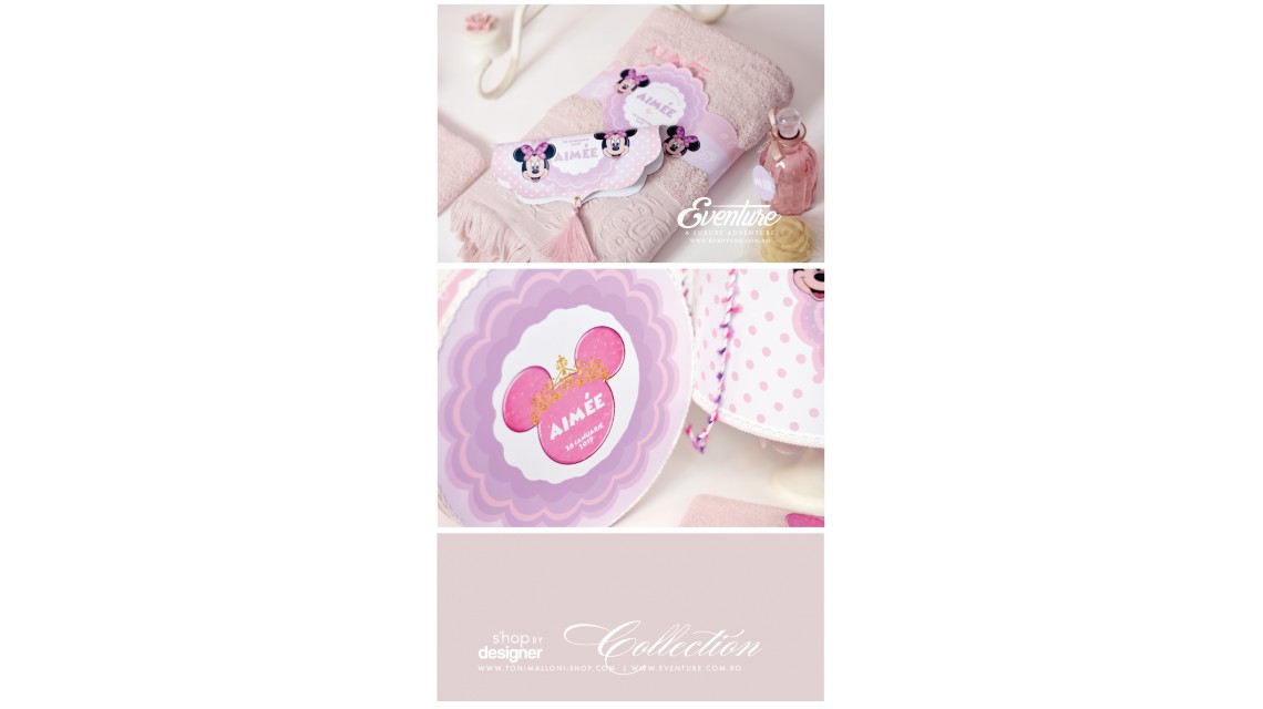 Trusou de botez Minnie Mouse pentru fetite personalizat prin brodare, Happy Minnie  6